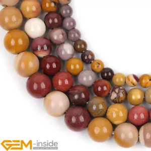 Natural Mookaite Jasper Stone Round Loose Beads Big Hole 2mm Jewelry Making 15" - Foto 1 di 36