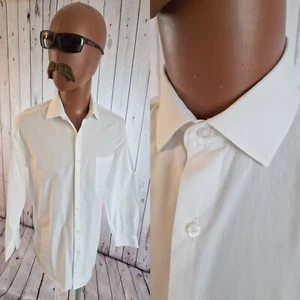 Dockers Shirt White Cotton Mix -15"/Medium- Fitted Dress Long Sleeve BP36 - Picture 1 of 13