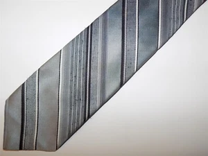 WEMBLEY Polyester Necktie Gray/Silver Striped 54" x 2 7/8" NARROW - Picture 1 of 2
