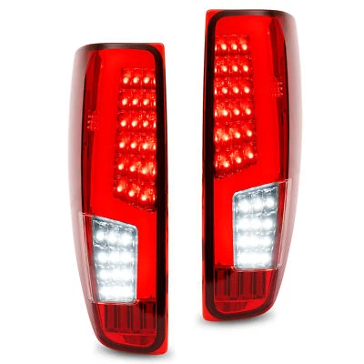 Red/Chrome Tail Lights For Chevy Colorado GMC Canyon 04-12 LED Tube Brake Lamps - Image 1 of 4