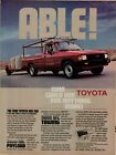 1986 Toyota One Ton Mały pickup Truck 500 funtów Holowanie Czerwone zdjęcie Vintage Print Ad
