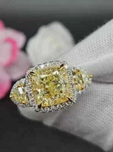 2.90Ct Cushion Cut Lab-Created Citrine Engagement Ring 14k Two Tone Gold Plated - Picture 1 of 5