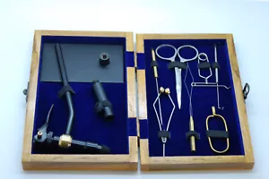 OLAX Fly Tying Kit in a wooden box,Vise, Whip Finisher,tools - Picture 1 of 6