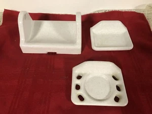 CERAMIC BATHROOM FIXTURES SOAP DISH , CUP/ TOOTHBRUSH TOILET PAPER HOLDER - Picture 1 of 12