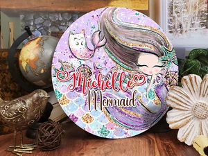 Letrero con nombre personalizado para decoración de habitación infantil de niñas sirena MER003 - Imagen 1 de 12