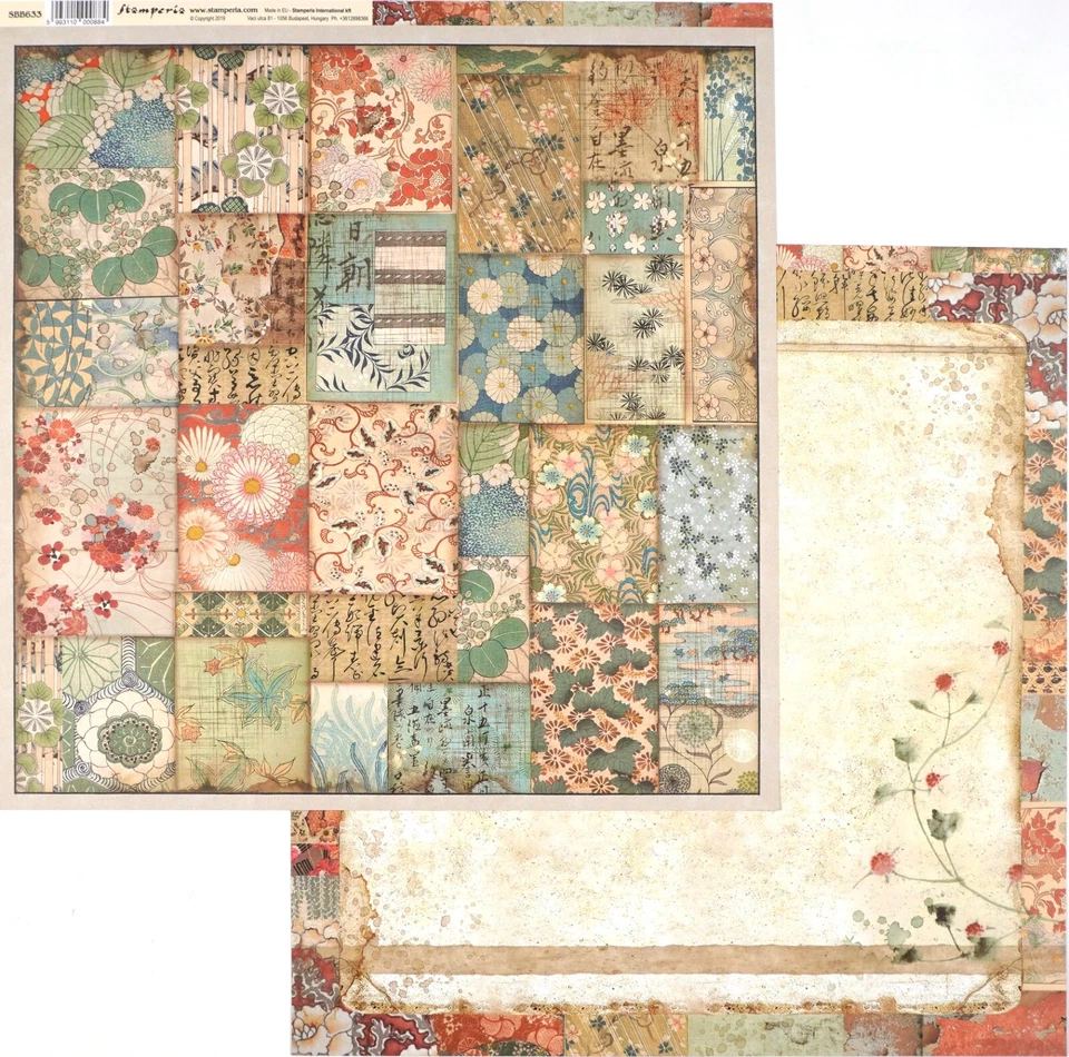10 sheets of Stamperia 2 sided 12x12 Scrapbooking - Floral & Calligraphy Japanes - Image 1 of 1