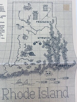Sue Hillis Designs Map of RHODE ISLAND Counted Cross Stitch Pattern SHD Map - Image 1 of 2