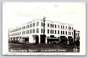 c1950 RPPC Bollinger Hotel Classic Cars Street View LEWISTON Idaho VTG Postcard - Picture 1 of 3