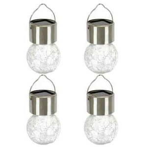 Solar Hanging Crackle Balls Pack of 4 Eco Friendly LED Garden Decoration - Picture 1 of 4