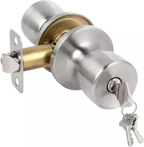 Door Knob with Lock and Key, Keyed Entry Door Knob, Exterior and Interior Door L - Picture 1 of 12