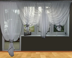 Schöne Fertiggardine aus Voile NEU Gardine GD16 A Balkon Top Design Modern TOP - Imagen 1 de 1