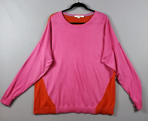 Boden Women's Size 16 Pink & Red Cotton Long Sleeve Crew Neck Sweater
