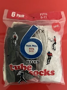 Calcetines de tubo vintage niños niños talla 9-11 stock muerto nuevos en paquete como nuevos 6 pares hechos en EE. UU. - Imagen 1 de 3