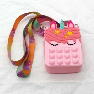 Unicorn Pink Push Pop Bubble Coin Bag Sensory Fidget Toy it Stress Relief UK - Picture 1 of 3