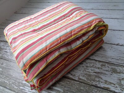 Vintage RALPH LAUREN Beachside Preppy Stripe Comforter Twin SZ Red Orange Yellow - Image 1 of 4