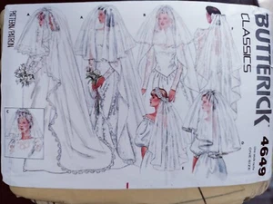 Buttermilch Vintage Brautschleier ungeschnittene Muster 4649 - Bild 1 von 4