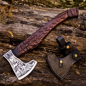 Handmade Viking Axe Carbon steel Axe Viking Bearded Camping Axe Battle Axe+Sheat - Picture 1 of 14