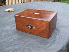 ANTIQUE BURR WALNUT INLAID BOX with KEY LOVELY COLOUR AMAZING GRAIN