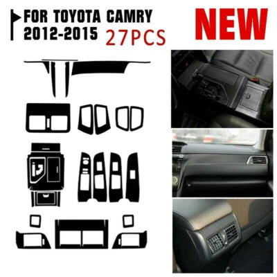 27pc Car Interior Decor Trim For Toyota Camry 2012-2015 Carbon Fiber ABS Sticker Foto 1 de 4