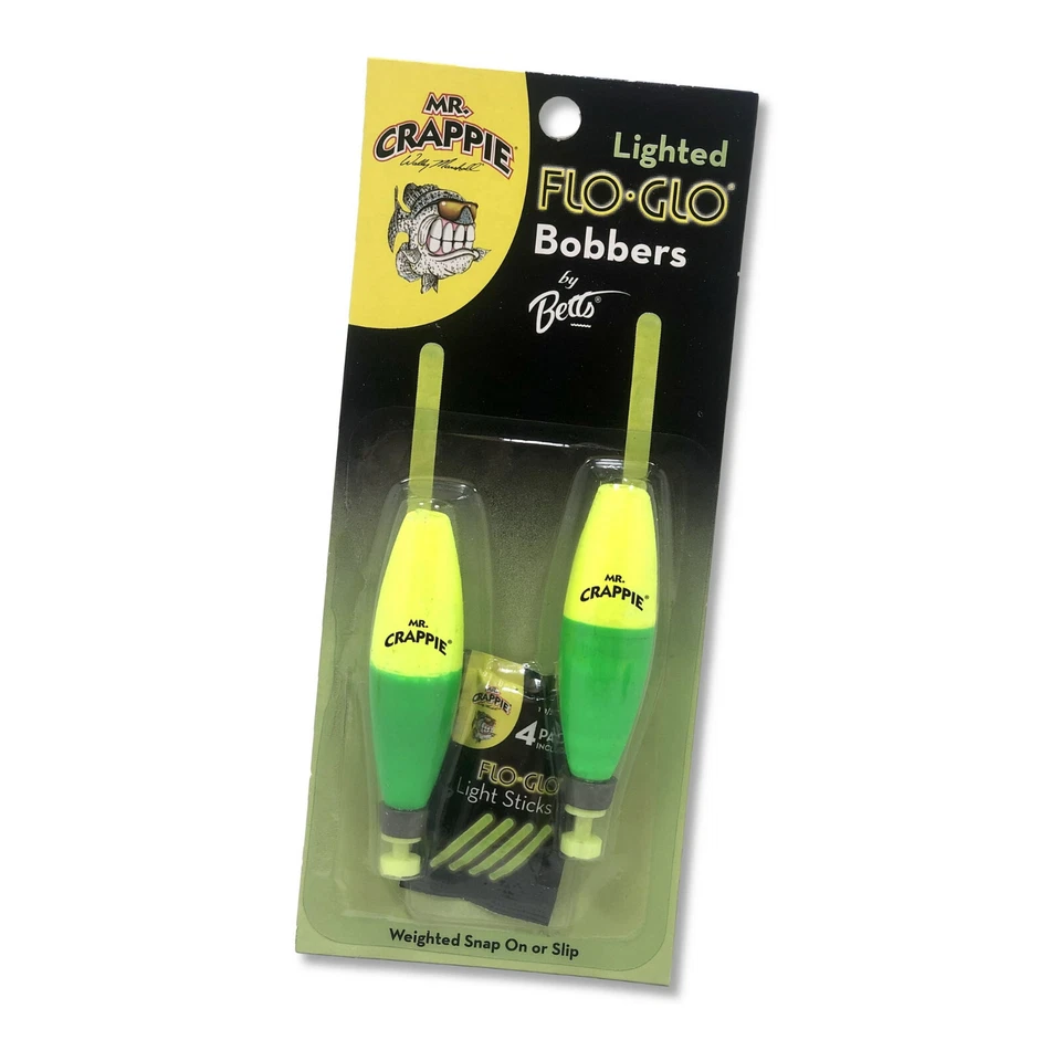 Mr. Crappie M2BW-2YG-GL Flo-Glo Освещенные Бобберы, 2-1/2", Сигара, Желтый/Зеленый - Изображение 1 из 3