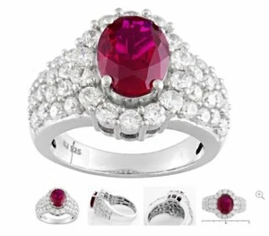 Bella Luce 6.62ctw Lab Created Ruby & White CZ Rhodium S/S Ring NWT JTV Sz 10 - Picture 1 of 6