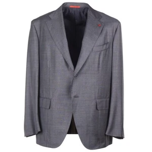 Isaia Slim-Fit 'Domenico' Gray Micro Patterned Wool Suit US 50R (Eu 60) NWT - Picture 1 of 12