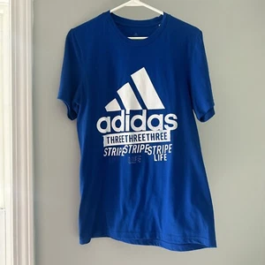 Adidas Men's Blue Three Stripe Life Activewear Short Sleeve Tee Shirt New Small - Picture 1 of 8