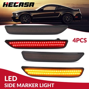 Side Marker Lights Smoked Lens For Ford Mustang 2010-2014 Front & Rear LED 4PCS - Picture 1 of 23