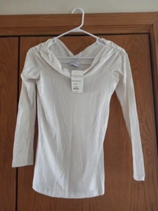Soft Surroundings Ivory V Neck Long Sleeve Shirt Top Size XS NEW - Picture 1 of 4