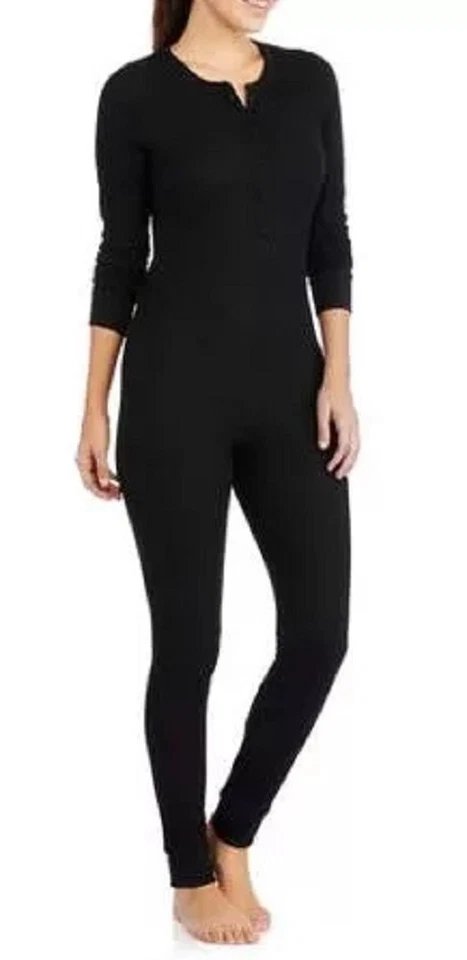 Traje de unión térmica Waffle para mujer, hollín negro, X-grande/XX-grande Foto 1 de 1