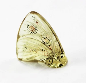 LALIQUE PAPILLON FARFALLA STATUINA FERMACARTE CRISTALLO GIALLO con SMALTO - Foto 1 di 5