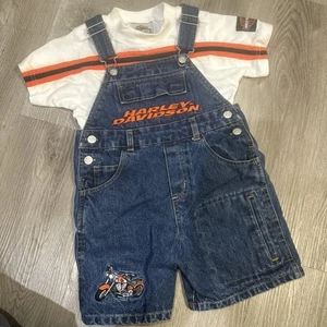 Vintage Harley Davidson Denim Latzhose Kinder 3T mit Shirt - Bild 1 von 4