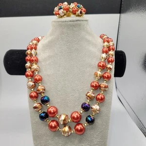 Vintage Hong Kong Necklace Matching Earrings Great Condition 20" - Picture 1 of 12
