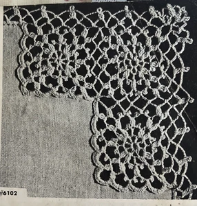 Vintage 1948 Handkerchief Edgings Tatting Crochet Pattern 6102 Irish Lace Doily - Picture 1 of 1