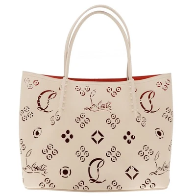 Bolso Grande Christian Louboutin Cabarock Perforado Cuero Beige Nuevo Foto 1 de 4
