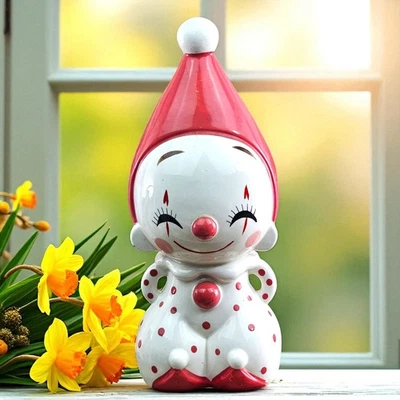 VTG Rune Naito Ceramic Coin Piggy Bank Figurine Jester Clown LG Showa RARE READ - Image 1 of 4