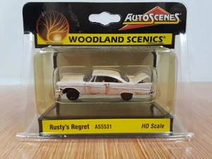 HO Scale Woodland Scenics AutoScenes AS5531 Rusty's Regret Tan Coupe - Picture 1 of 2