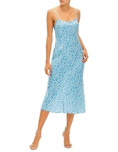 Bec And Bridge Midi Dress Alizee Slip Blue Floral silk Size 6 Event Party - Picture 1 of 14