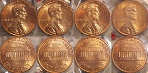 1985 D, 1986 D , 1987 D & 1988 D LINCOLN MEMORIAL CENTS 1C RED BU SET (4 COINS) - Picture 1 of 9