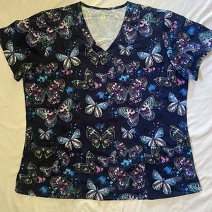 GT Performance Women’s Scrub Top Butterfly’s 2x - Picture 1 of 5