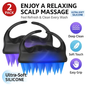 2 Pack Scalp Massager Shampoo Brush Soft Silicone Scalp Scrubber for Dandruff - Picture 1 of 8