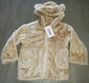 furry NEW NWT WINTER COAT JACKET HOOD W/EARS size 3/4 year boy or girl CUTE! - Picture 1 of 1