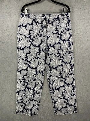 Jones New York Mujer Pantalones 10 Azul Elástico Chino Elástico Firma Paisley Foto 1 de 4