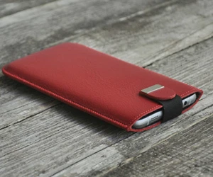 Hülle für Fairphone, rote italienische Ledertasche mit Magnetklappe - Bild 1 von 5