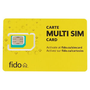 Prepaid Fido Mobile CANADA 4G LTE Multi Sim Card - Nano Micro Standard 3 in 1
