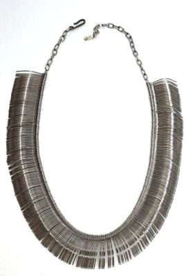 MCM Silver Wire collar Fringe  brutalist ,Tribal, BoHo  choker  Signed AA - Image 1 of 4