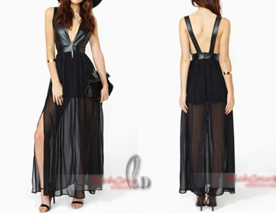 AU STOCK LADIES BLACK BACKLESS COCKTAIL PARTY FORMAL EVENING MAXI DRESS DR165 - image 1 of 4