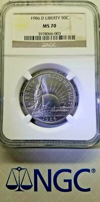 1986 D 50C Liberty Commemorative Half Dollar NGC MS70  - Image 1 of 4