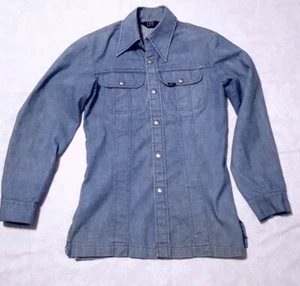 Vintage 70's LEE Denim Shirt. West 45 .cal snap button down Women's Sm. - Picture 1 of 12