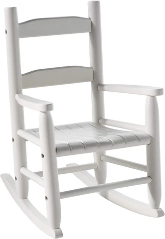 Lipper International Child's Rocking Chair, 14.5" W x 19.75" D x 23.75" H, White Cover